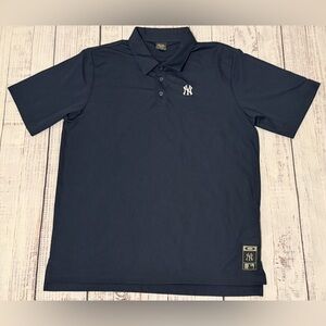 Oakley NY Yankees Polo Shirt Navy Blue Mens XL. Red Baseball Stitch. MLB Patch